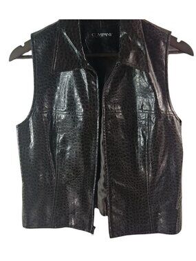 Company Ellen Tracy 10 Workwear Chocolate Alligator Collared Vest
